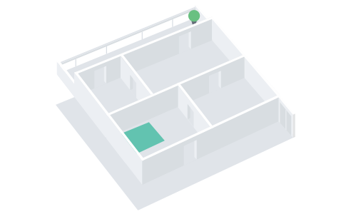 2 BHK floor plan illustration