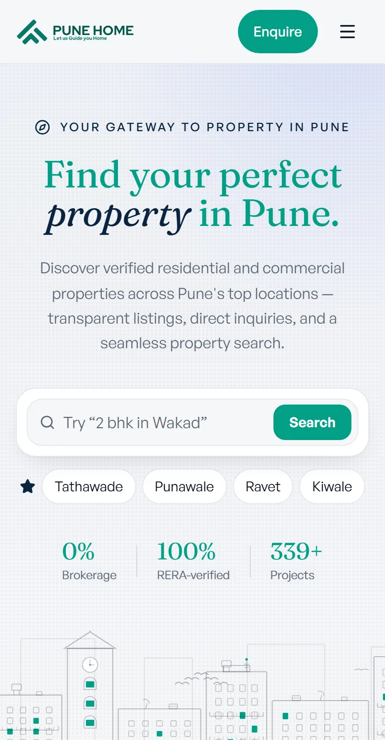 Pune Home website on a phone