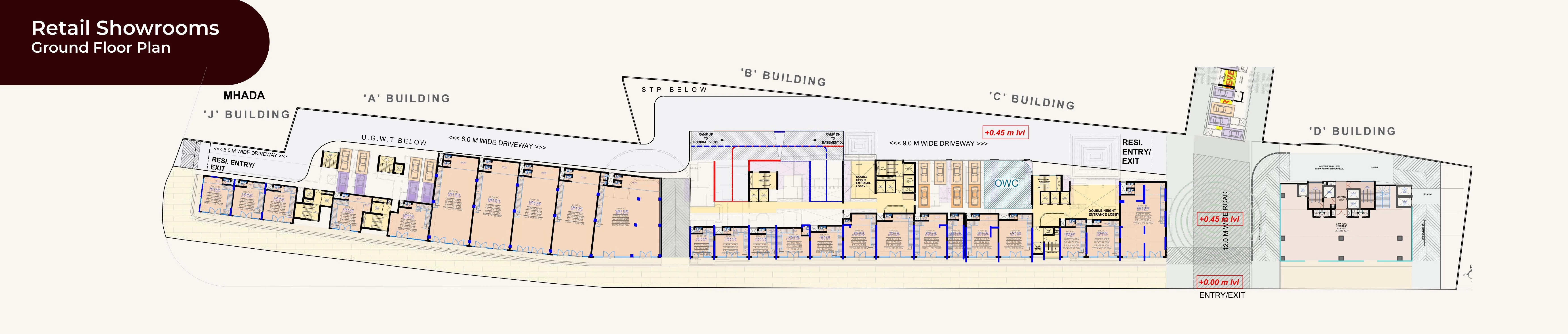 Showroom floor plan — Codename T Square, Ram Nagar