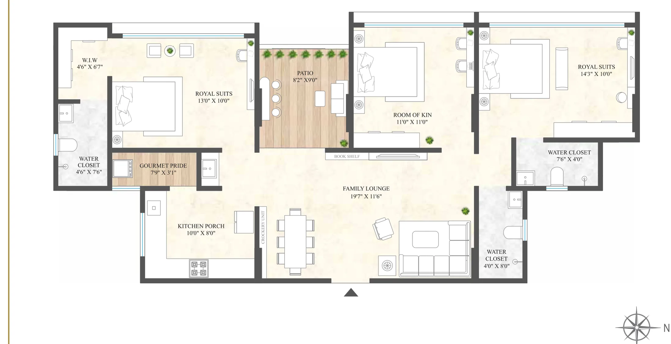 3 BHK floor plan — Excellaa Virtu, Vishal Nagar