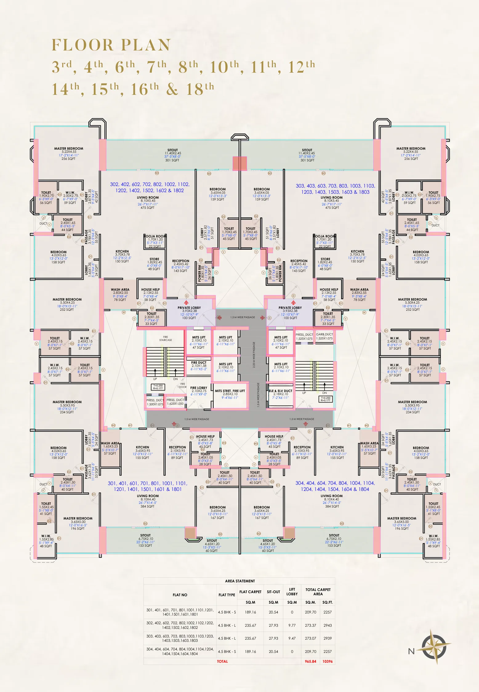 4 BHK floor plan — Kosha, Koregaon Park