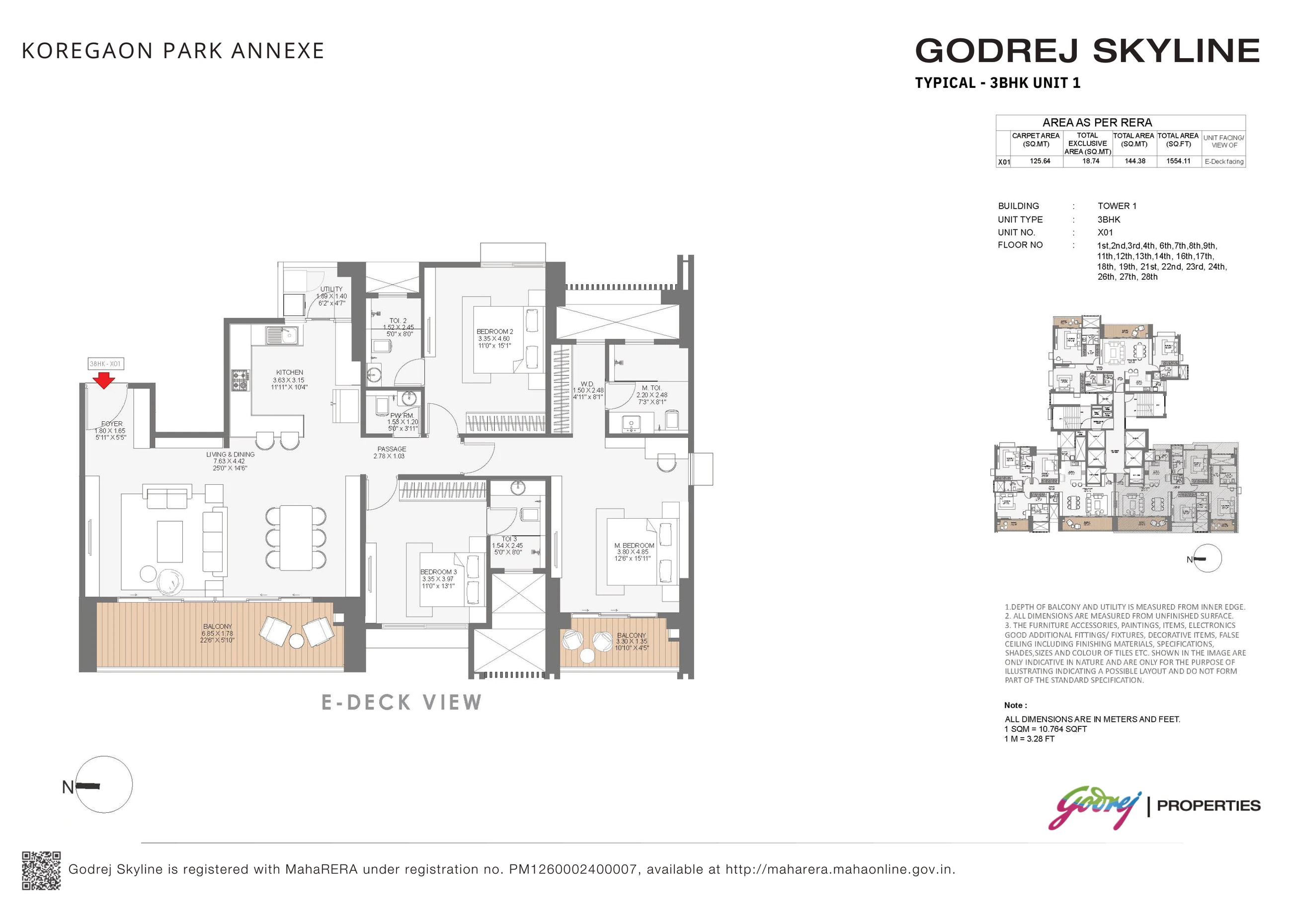 3 BHK floor plan — Godrej Skyline, Koregaon Park Annexe
