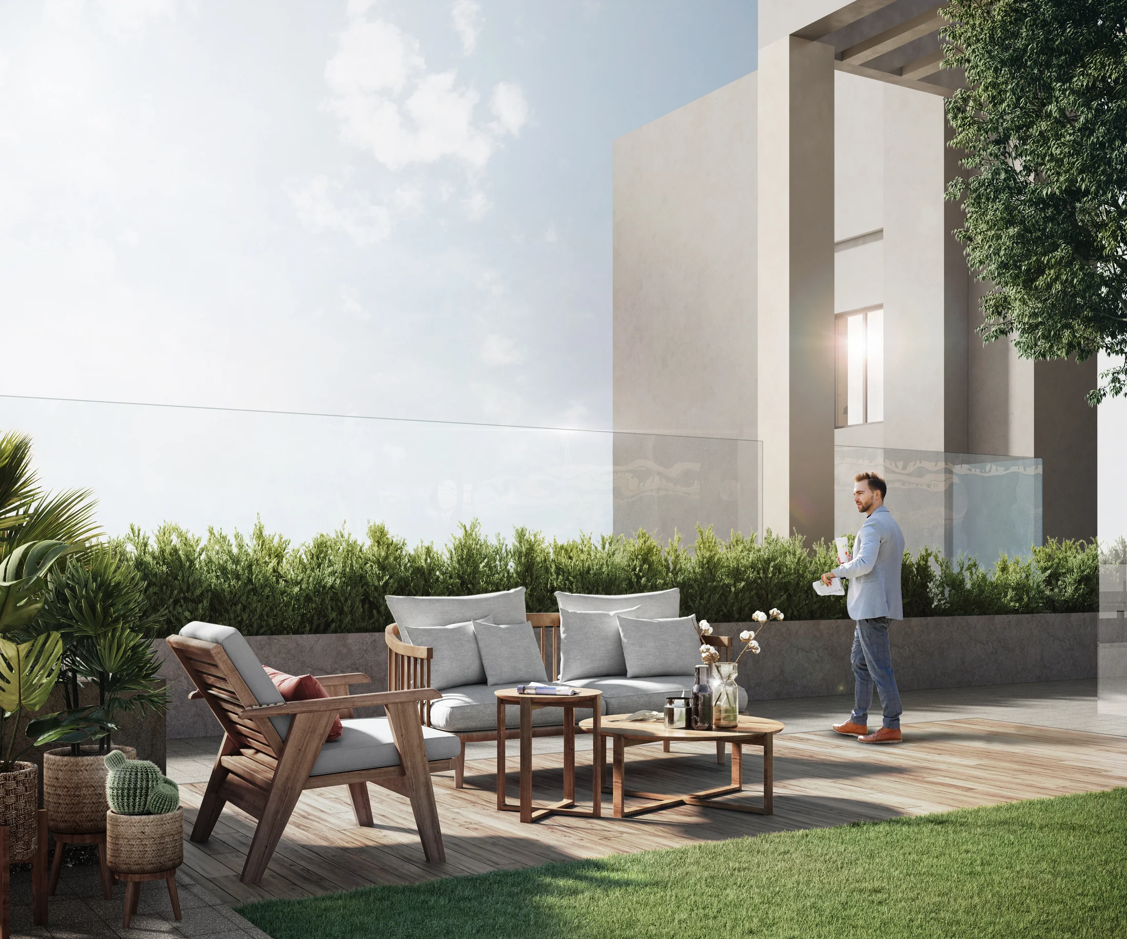 Sky deck seating lawn at the tower top at Godrej Skyline, Mundhwa