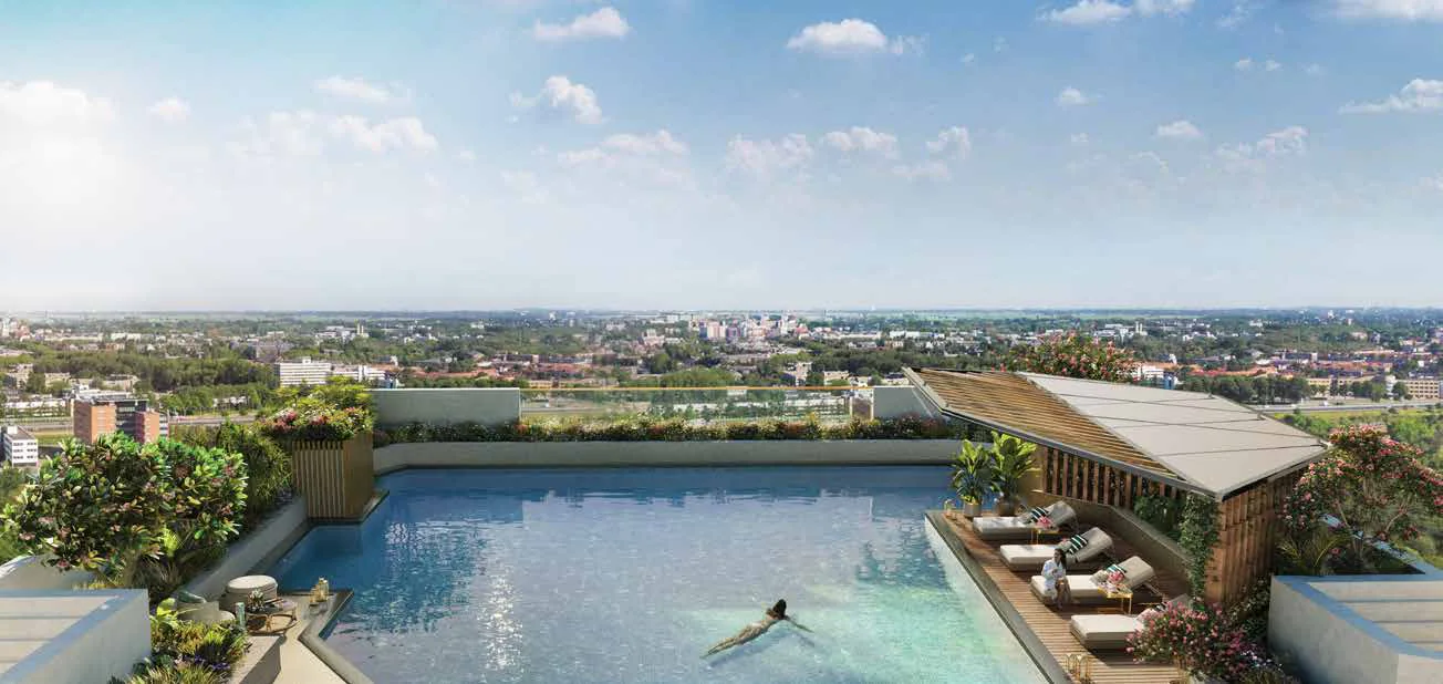 Rooftop lap pool with city views at Supreme Towers, Mundhwa
