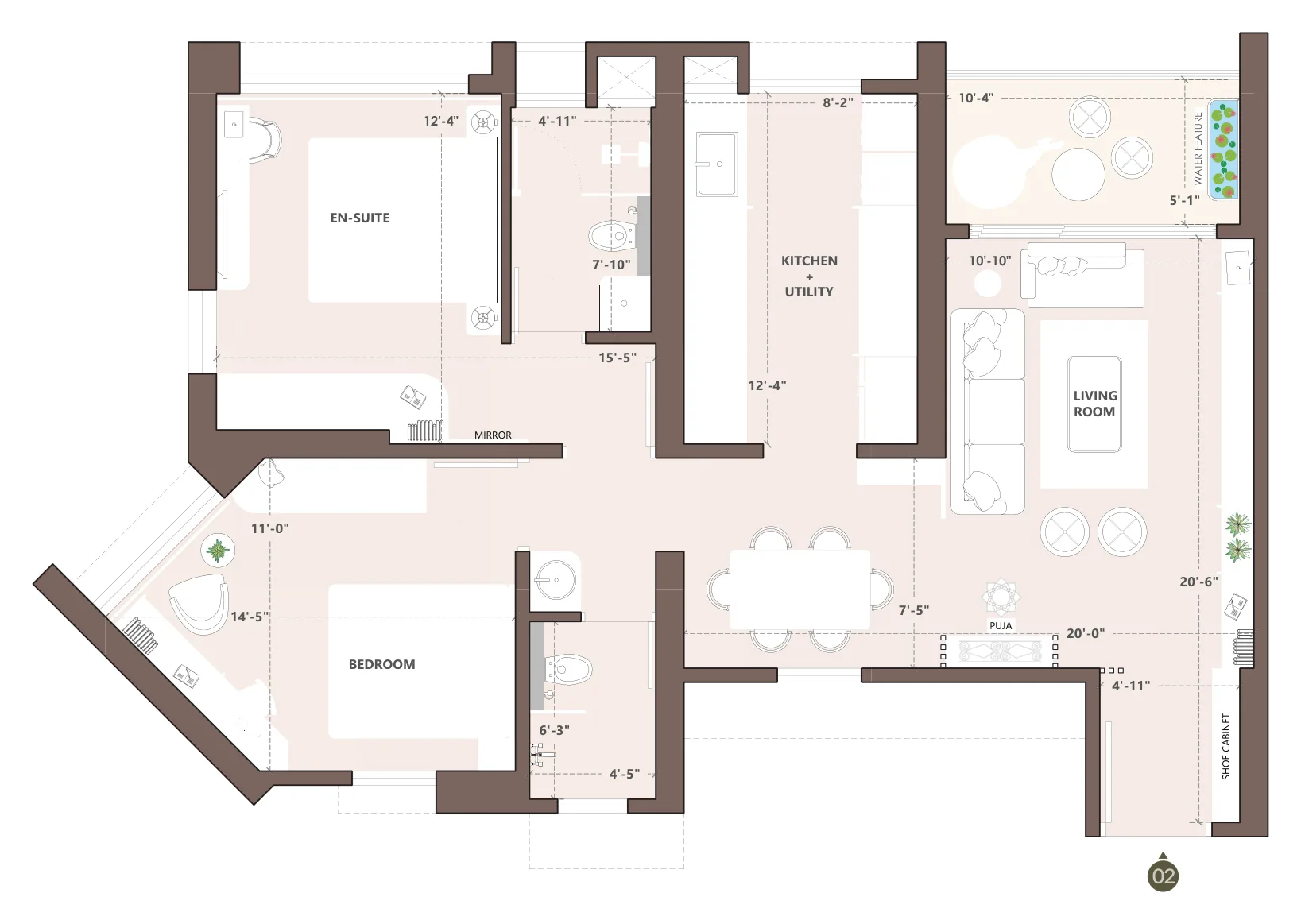 2 BHK floor plan — Palladio Presidential Towers, Hadapsar