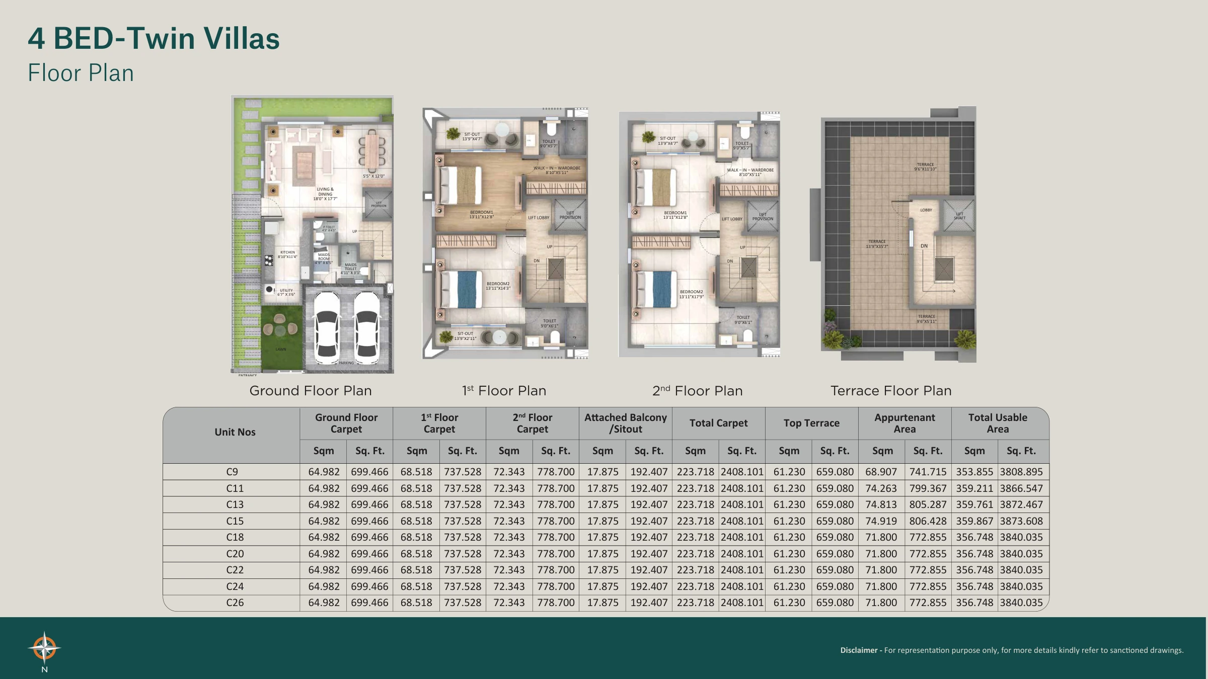 4 BHK floor plan — Supreme Villagio, Somatane