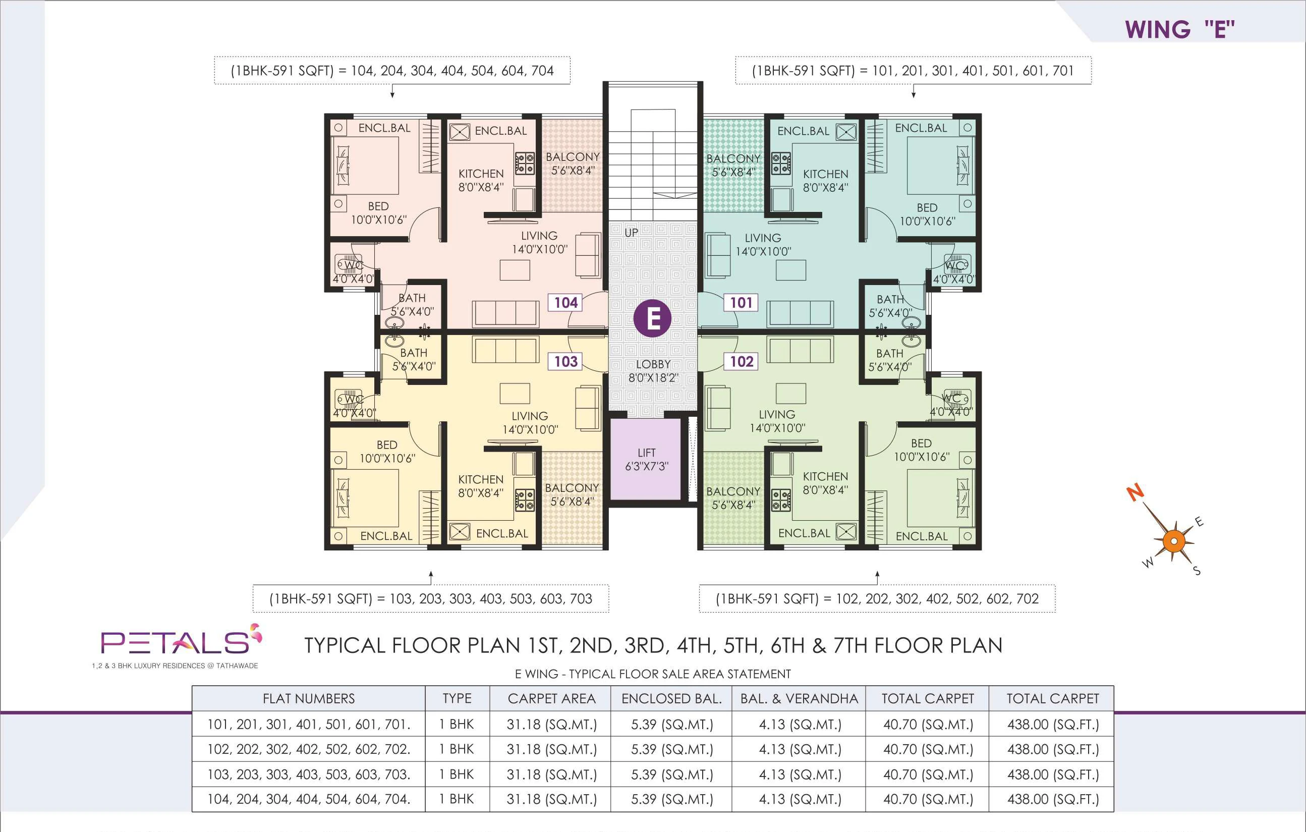 1 BHK floor plan — Petals, Nimbalkar Nagar