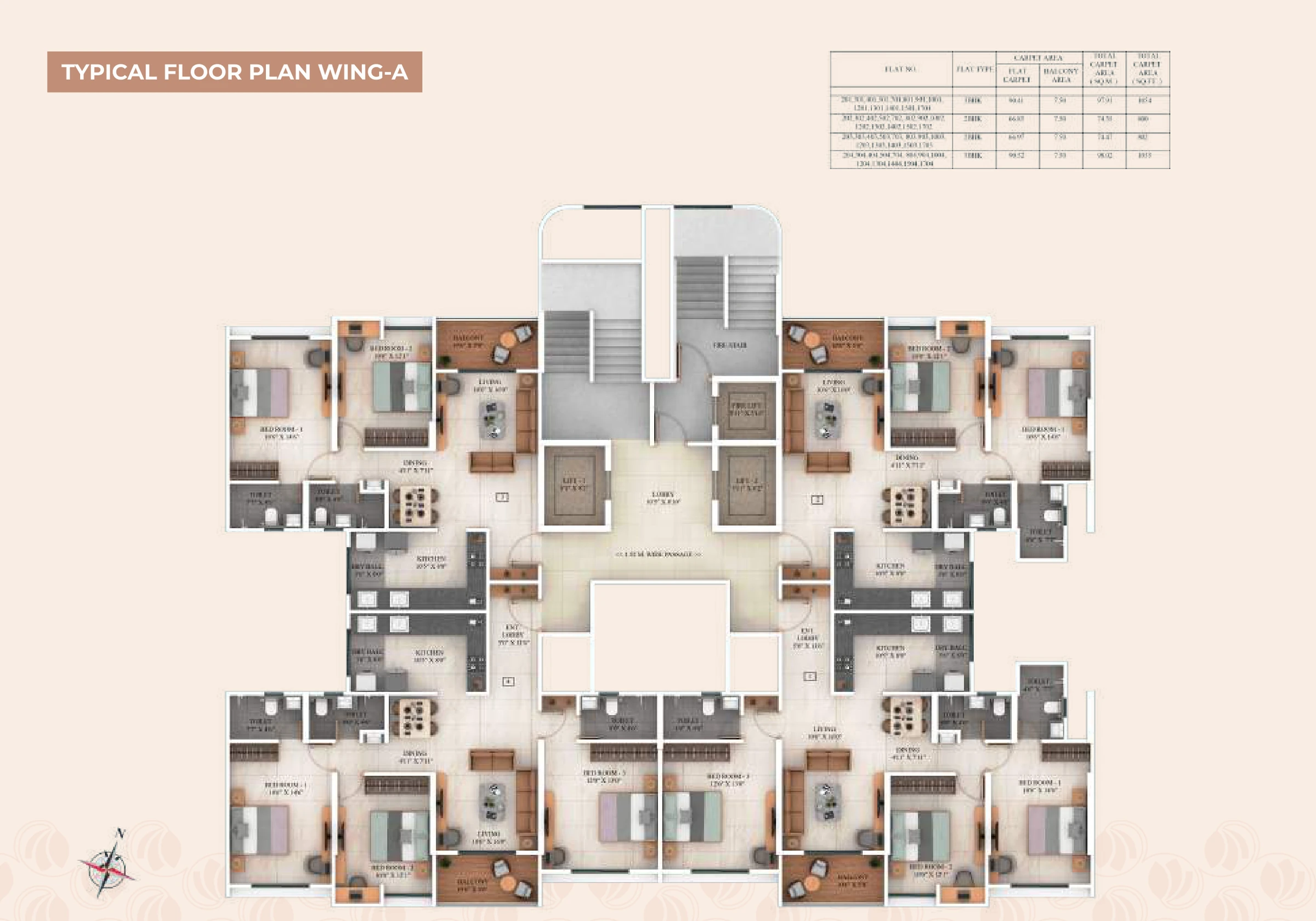 2 BHK floor plan — Avani Amara, Keshav Nagar