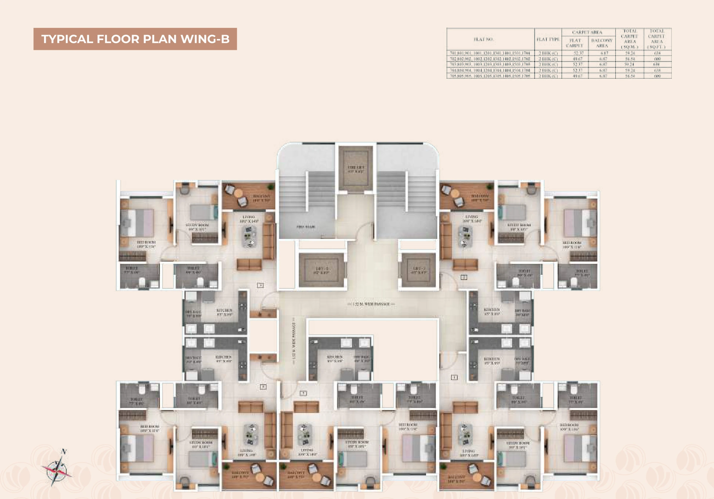 2 BHK floor plan — Avani Amara, Keshav Nagar