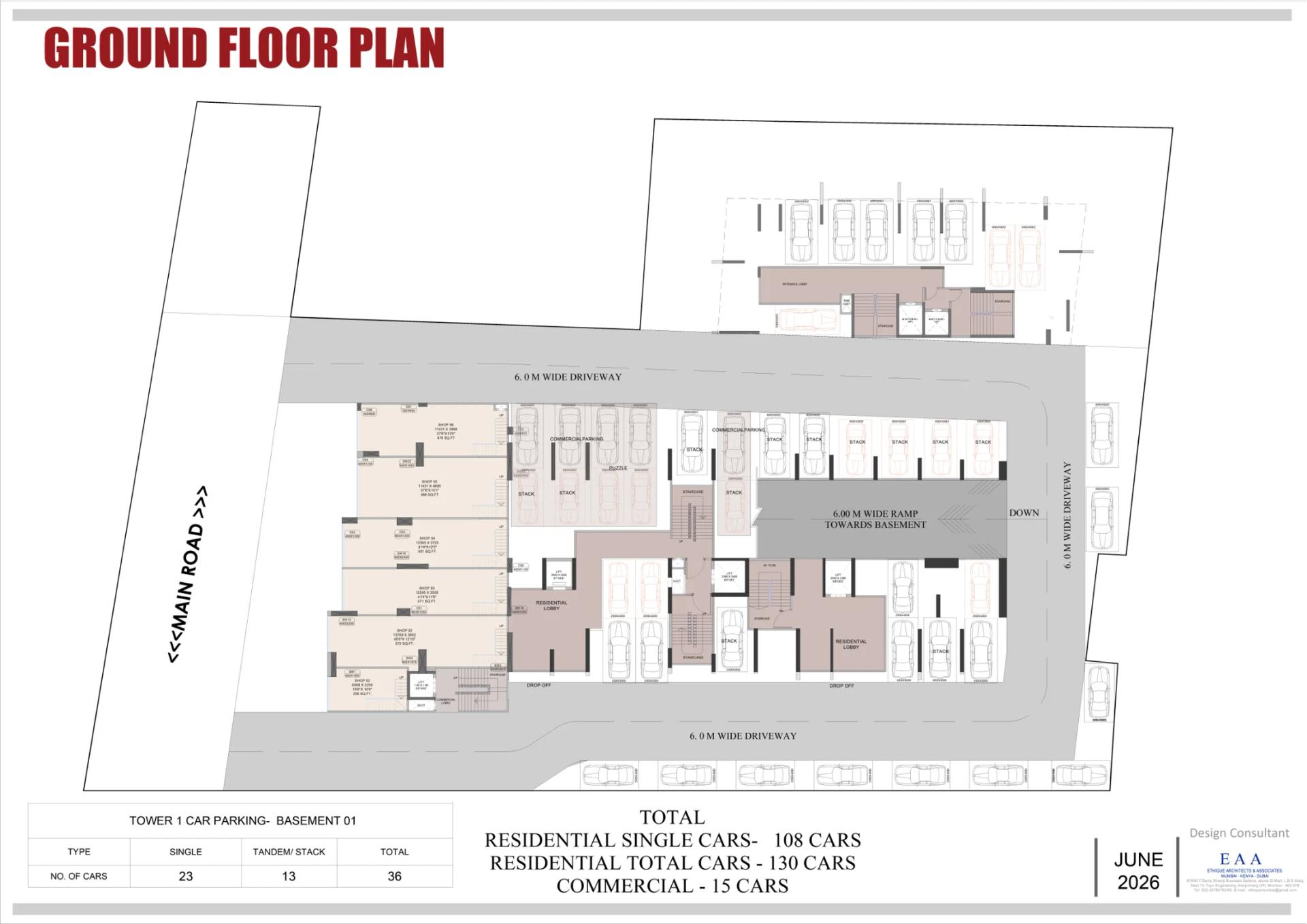 Ground floor and parking plan at Celestia Heights, Punawale