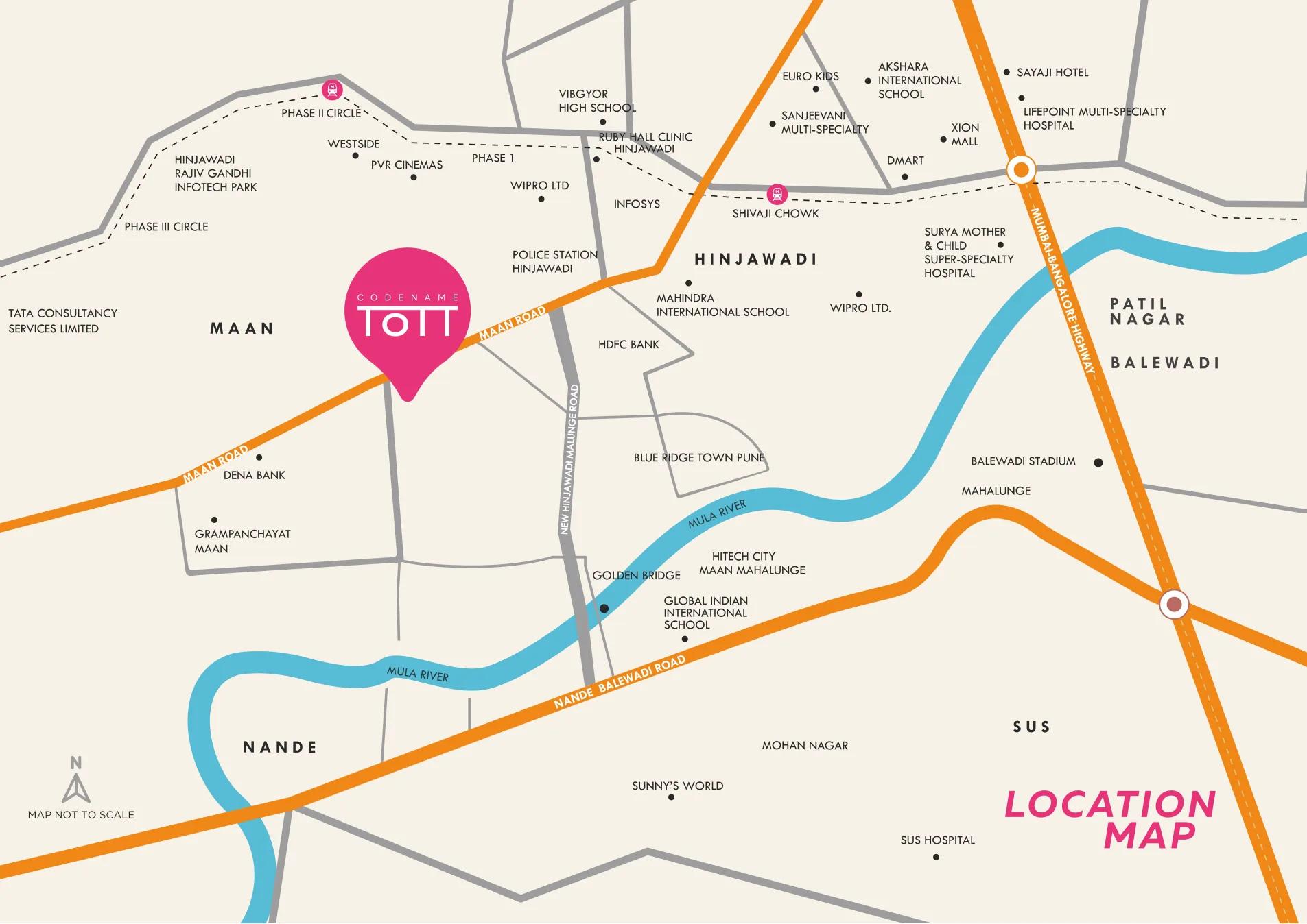 Excellaa TOTT Location: Commute to Hinjewadi IT Parks, Schools and Malls