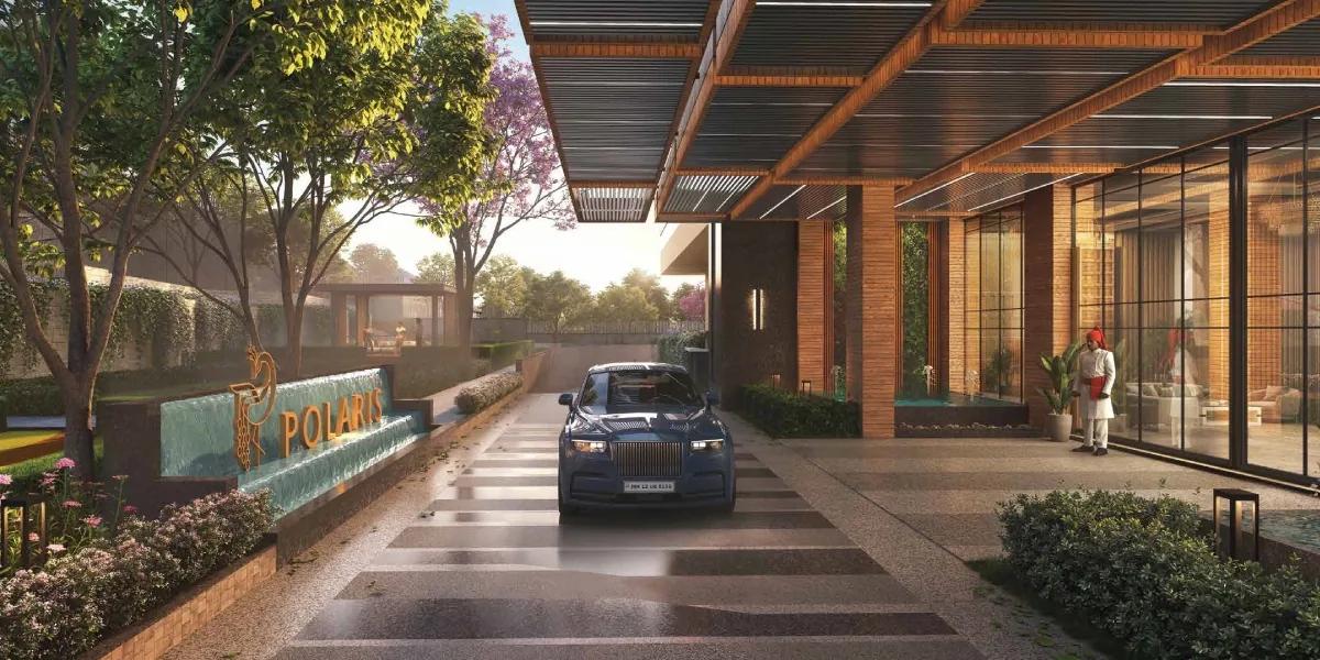 Covered arrival port for cars at the tower entrance at Excellaa Polaris, Bavdhan