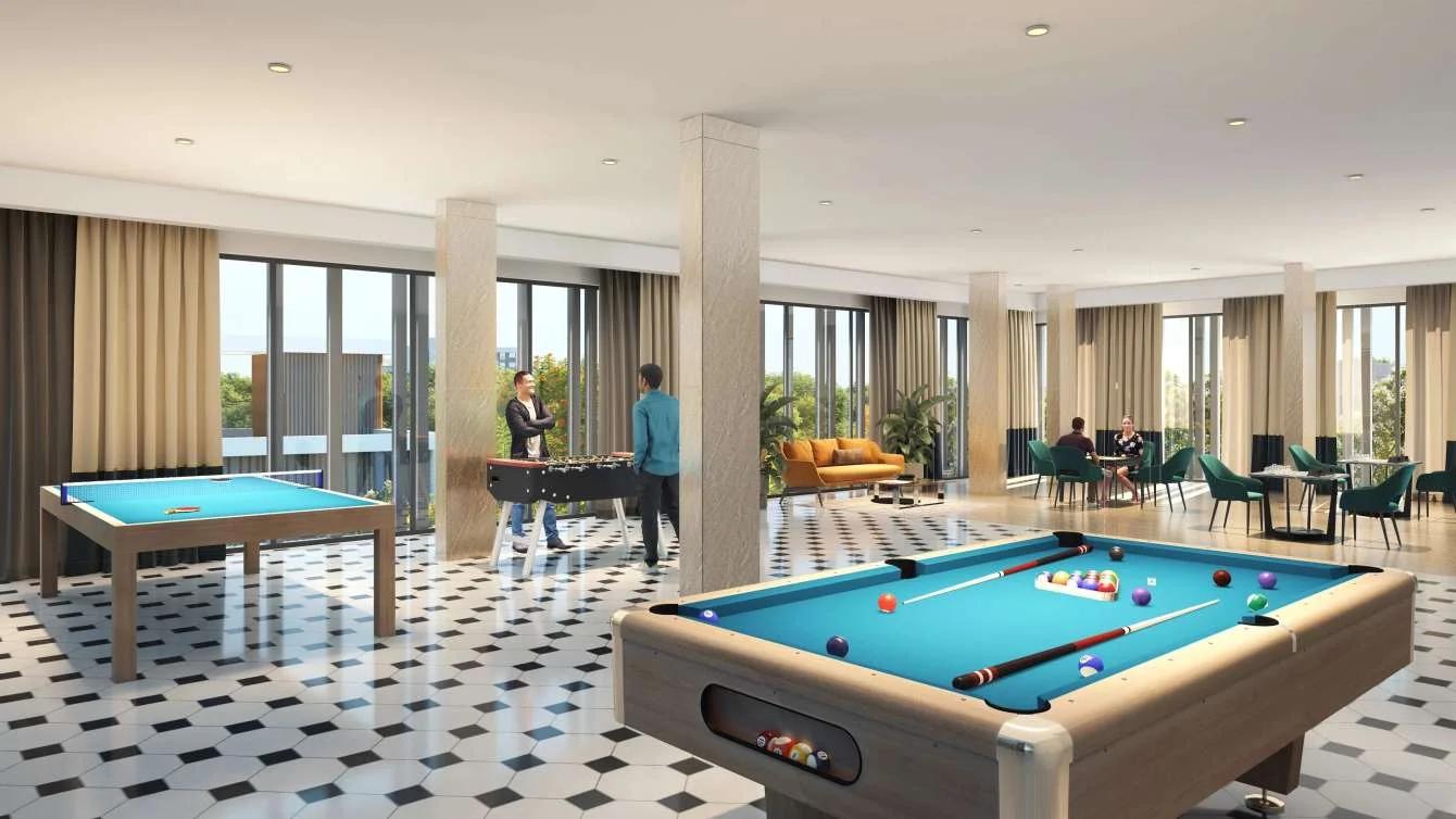 Games room with two pool tables at Shaligram Walhekarwadi