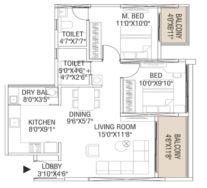 2 bhk Yashada Windsong ravet