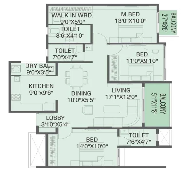 3 bhk Yashada Windsong ravet