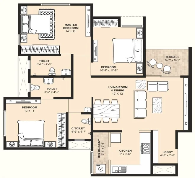 3 bhk Jhamtani Ace Aster