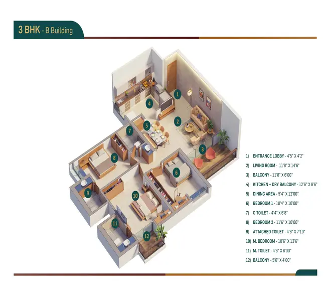 3 bhk Presidential towers ravet