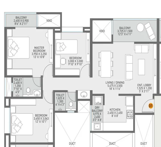 3 bhk Nirman Serenopolis Tathawade pune