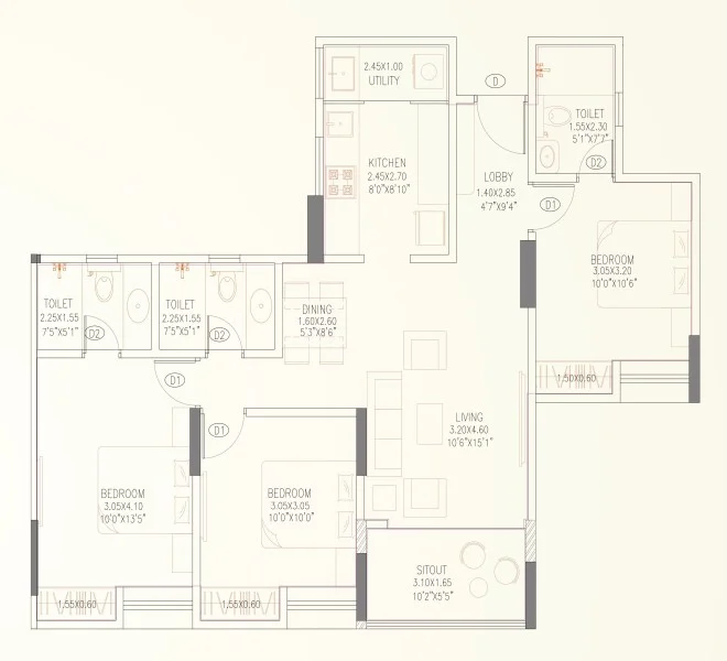 3 bhk 939, Zenone Wakad , pune