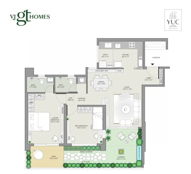 2 BHK 953 VJ GT Homes Wakad, pune