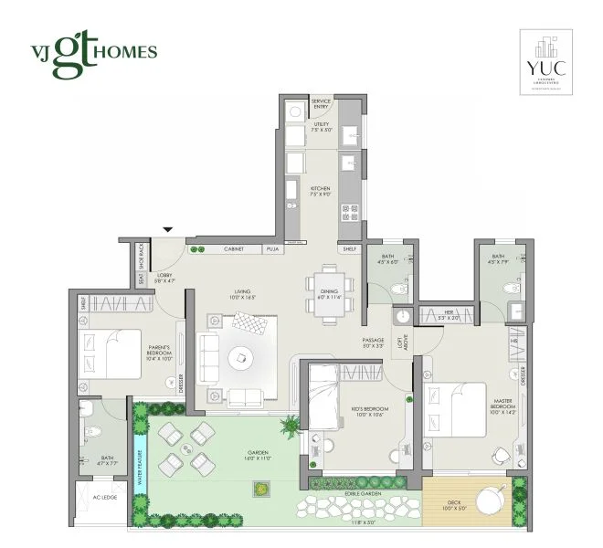 3 BHK 1184 VJ GT Homes Wakad, pune