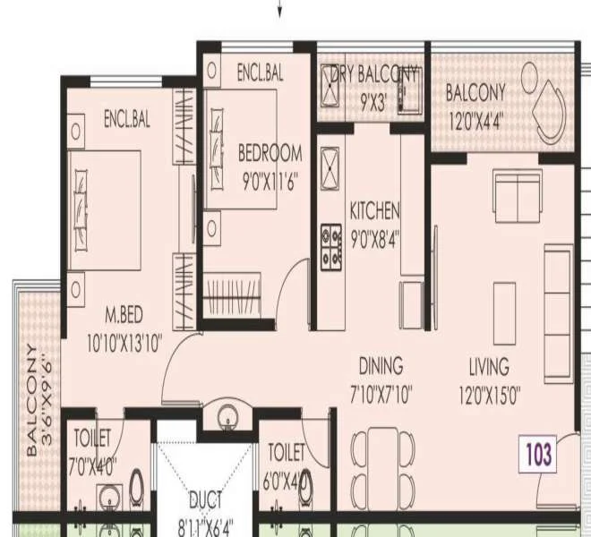 2 BHK 806 Pashankar Petals Tathawade, Pune