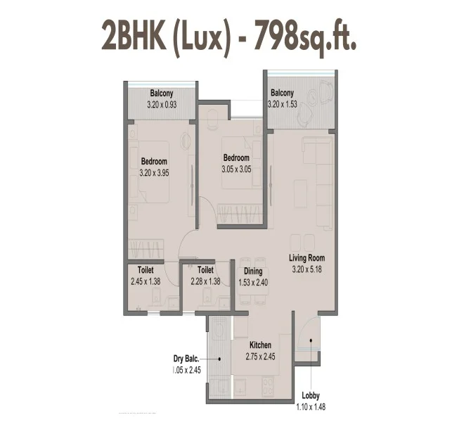 2 BHK 798 kohinoor wakad downtown Wakad, pune