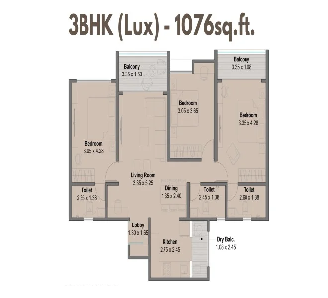 3 BHK 1076 kohinoor wakad downtown Wakad, pune