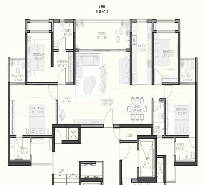 4 BHK 1679 Kunal The Canary Balewadi, pune