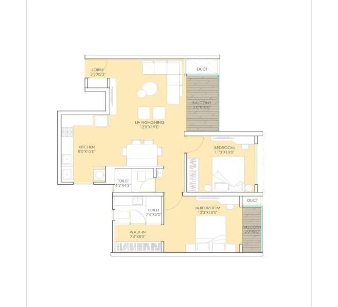 2 BHK 820 Urway Aikyam Ravet, Pune