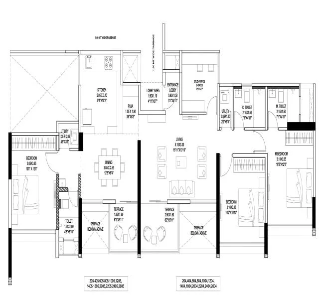 3 BHK 1148 Paranjape Trident Towers Wakad, pune