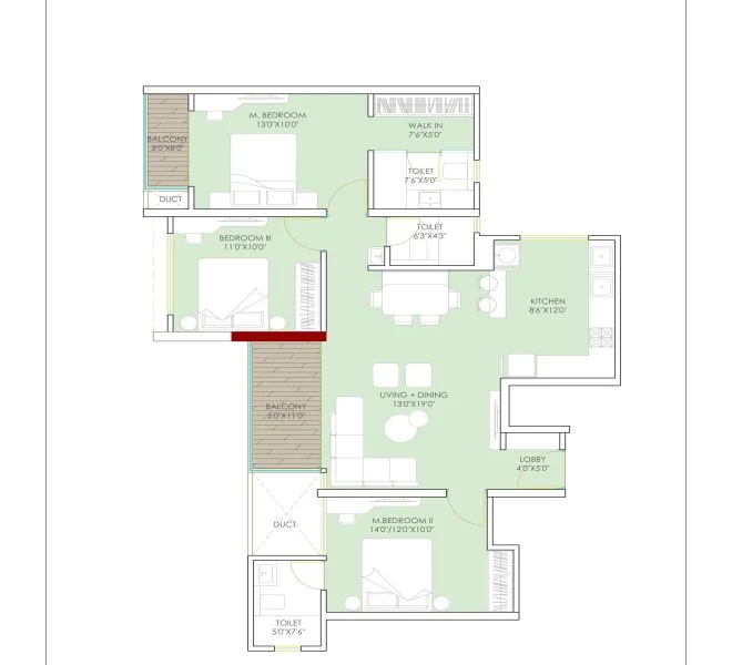 3 BHK 1150 Urway Aikyam Ravet, Pune