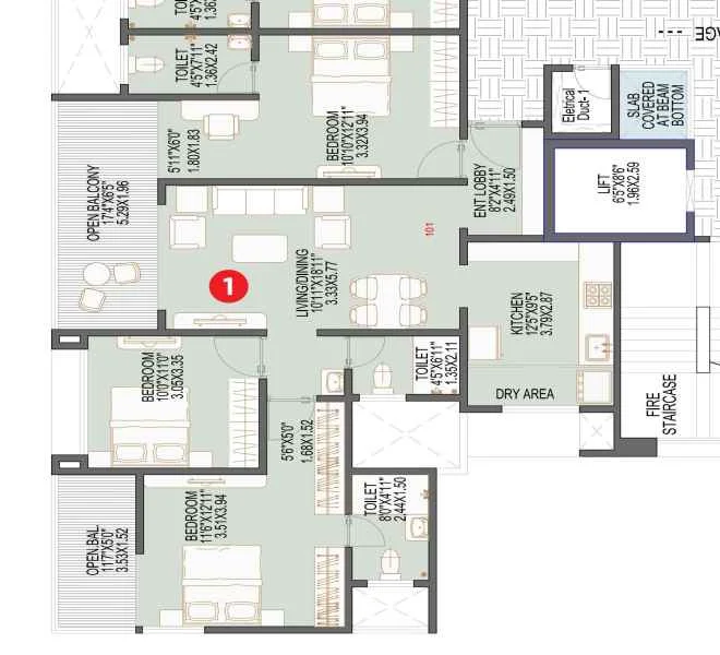 3 BHK 1199 Shiv malhar Wakad, pune