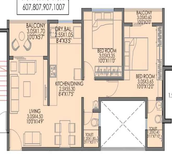 2 BHK 761 Pleroma Greens Tathawade, pune