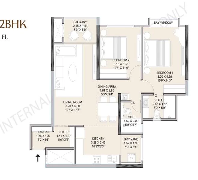 2 BHK 850 Jhamtani The Crown Thergaon, pune