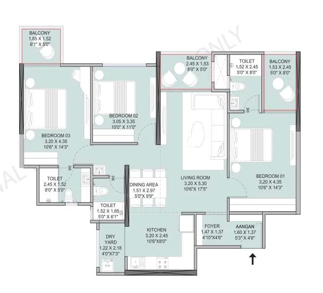 3 BHK 1120 Jhamtani The Crown Thergaon, pune