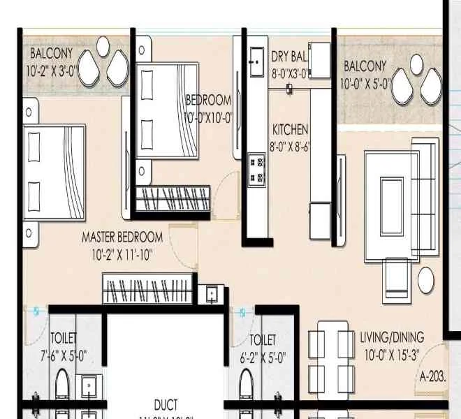 2 BHK 696 Infinity Solaria Tathawade, pune