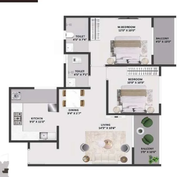 2 BHK 751 Crestline Shreshth Kiwale, pune