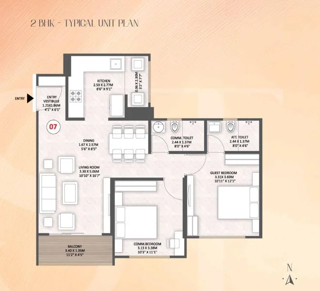 2 BHK 788 Unique Properties Punawale, Pune
