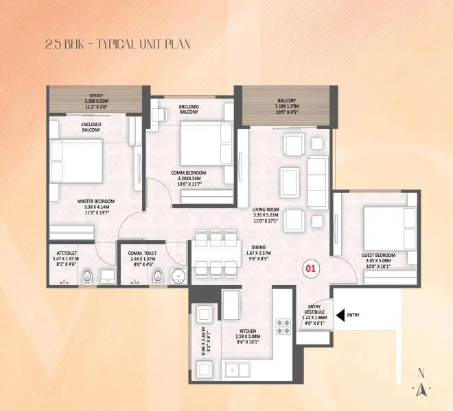 2.5 BHK 967 Unique Properties Punawale, Pune