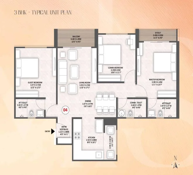 3 BHK 1063 Unique Properties Punawale, Pune