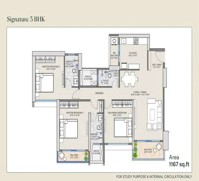 3 BHK 1167 New Launch Supreme Punawale, pune