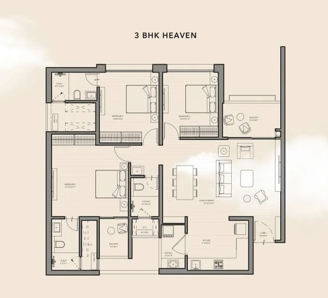 3 BHK 1201 The Canary Sky Oasis Balewadi, pune
