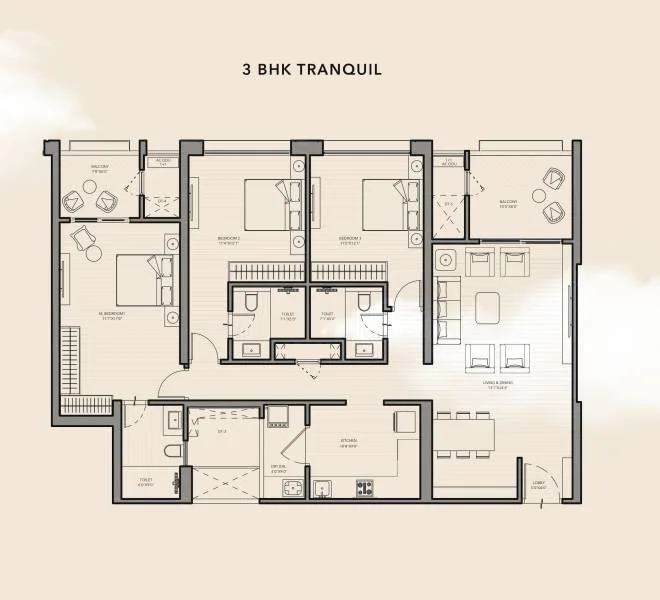 3 BHK 1442 The Canary Sky Oasis Balewadi, pune