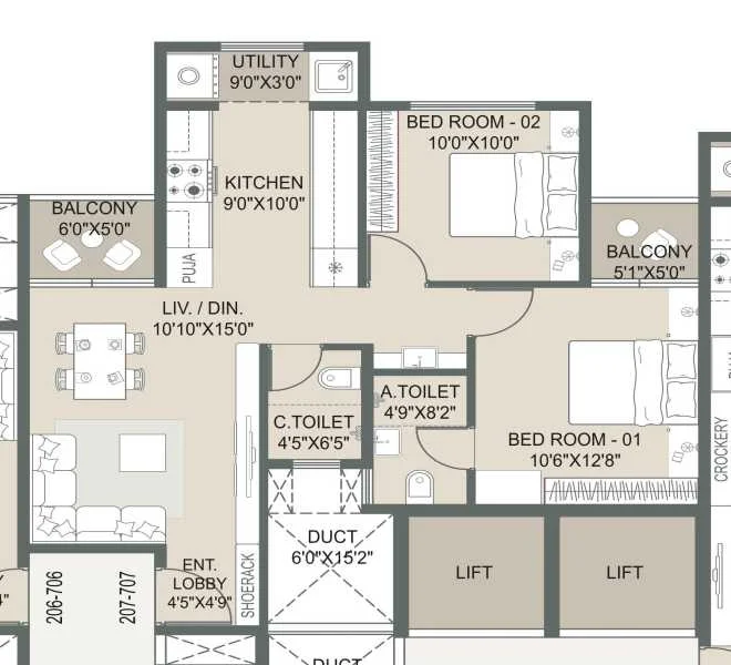 2 BHK 856 Runaa Saukhyam wakad, pune