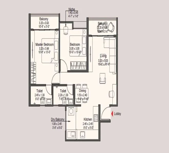 2 BHK 768 New Launch Kohinoor Royale Towers Hinjewadi, pune