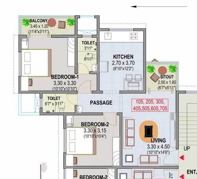 2 BHK 801 Akshara Harmony Wakad, pune