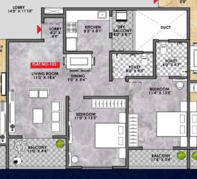 2 BHK 836 SRK Platinum Wakad, pune