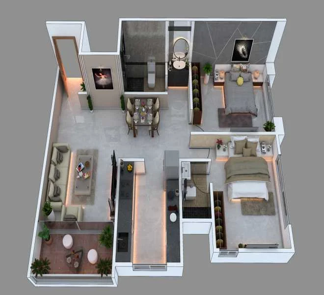 2 BHK 846 Divine Reves Wakad, pune