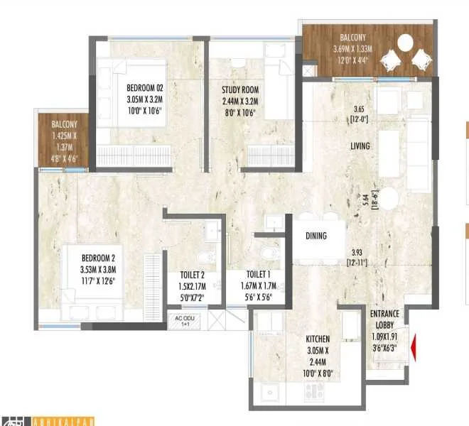 2.5 BHK 912 ALPINE 21 Tathawade, pune